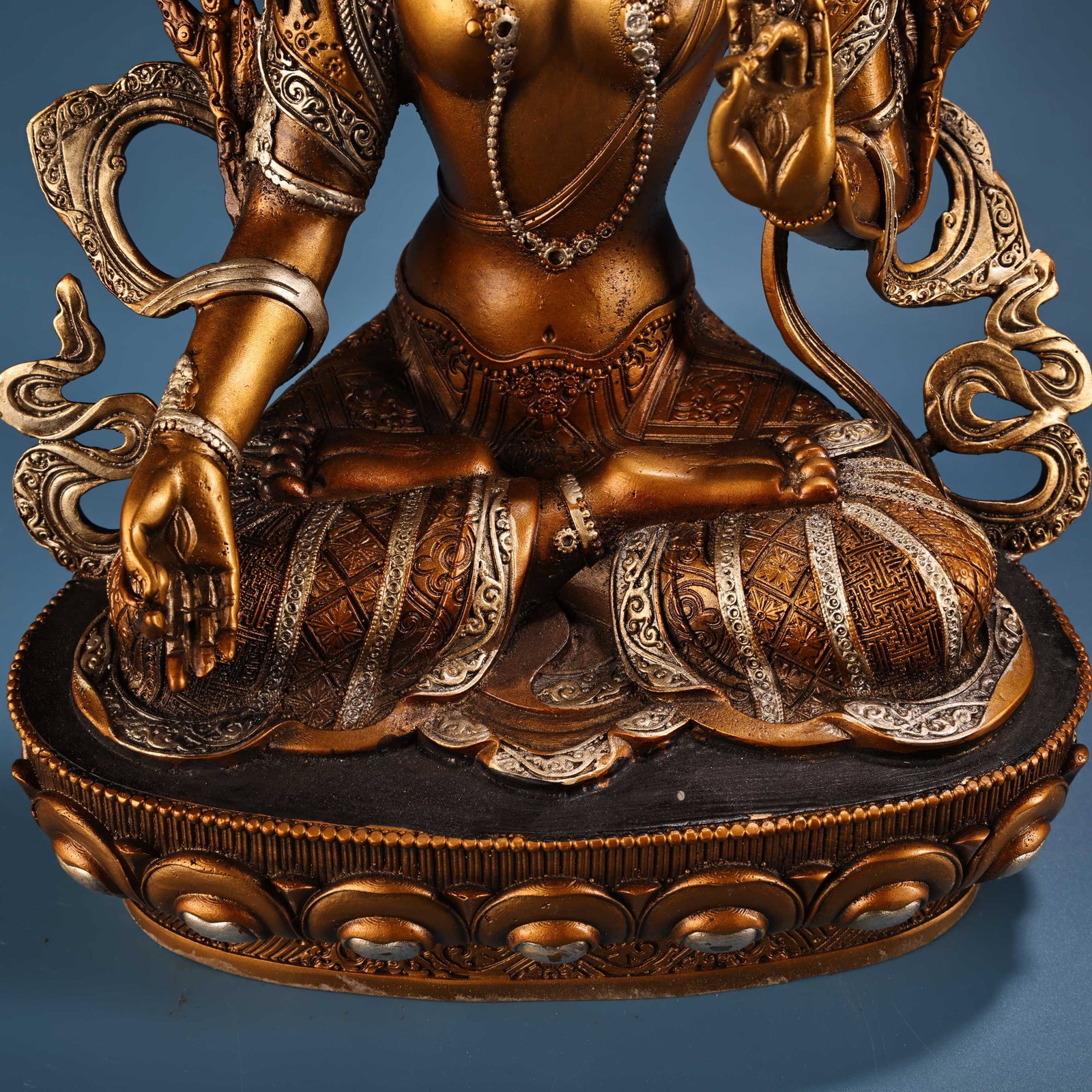 Vintage Gilt Gold Bronze Buddha Statue - 6