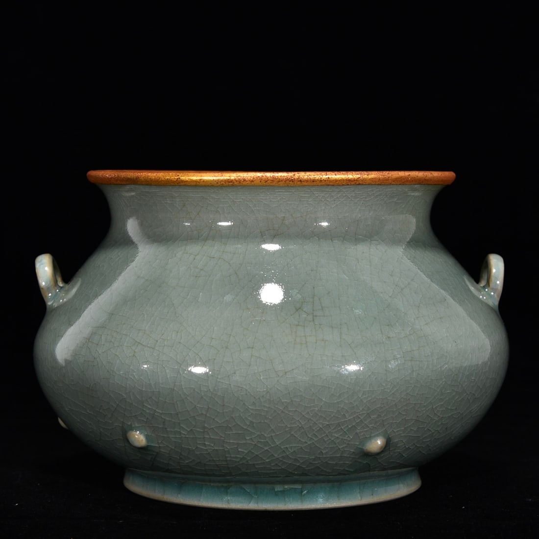 Old Inlay Silver Edge Ru Kiln Porcelain Incense Burner - 4