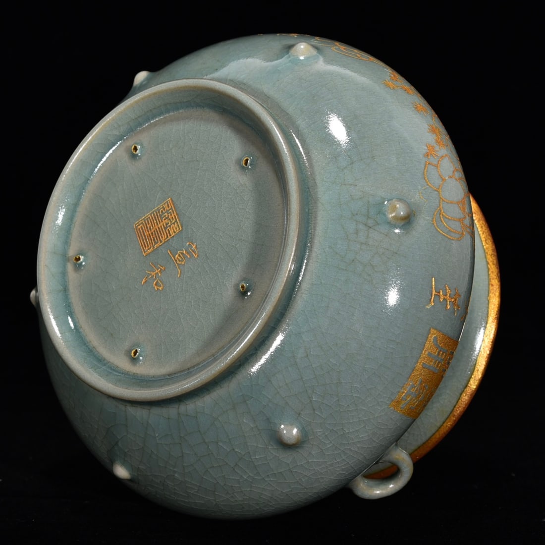 Old Inlay Silver Edge Ru Kiln Porcelain Incense Burner - 8