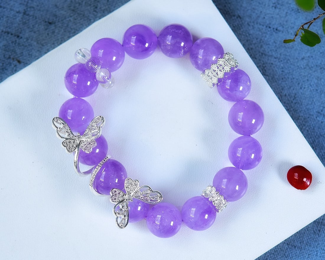 Silver & Amethyst Butterfly Bracelet - 3