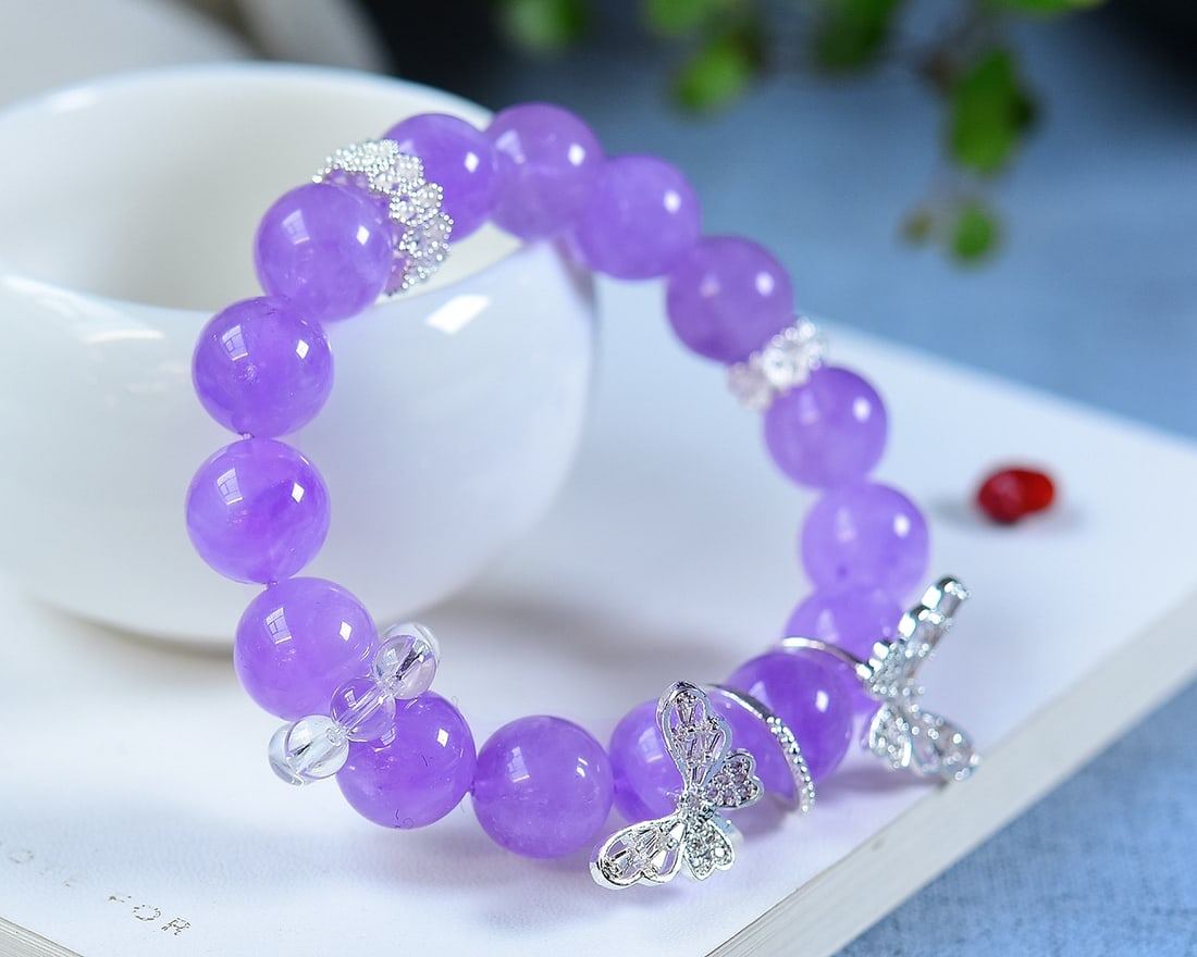 Silver & Amethyst Butterfly Bracelet - 4