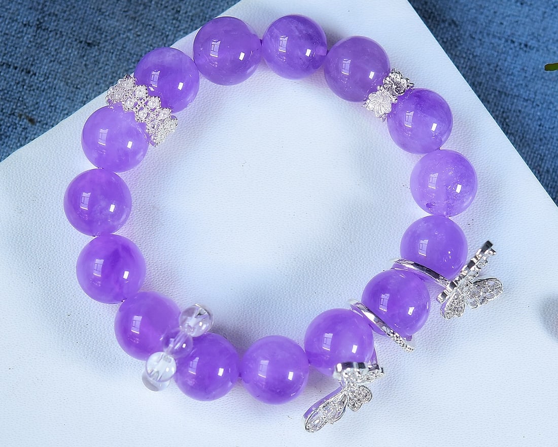 Silver & Amethyst Butterfly Bracelet - 5