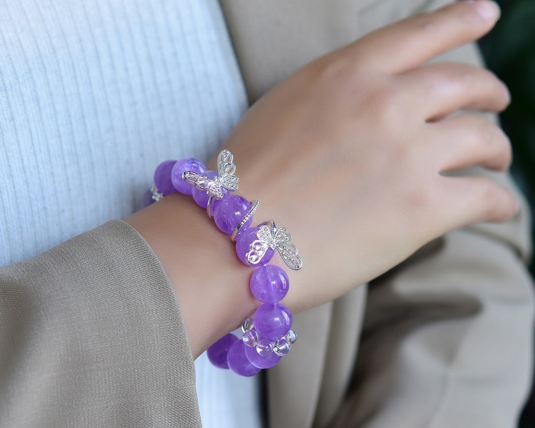 Silver & Amethyst Butterfly Bracelet - 6