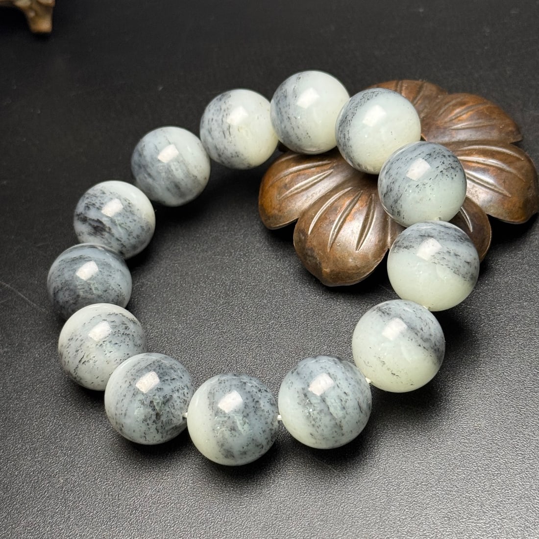 18mm Hetian Jade Beads Bracelet Bangle - 3