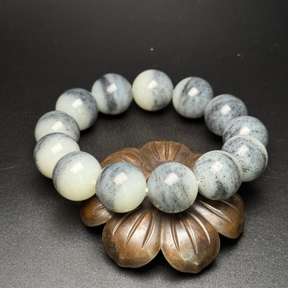18mm Hetian Jade Beads Bracelet Bangle - 4