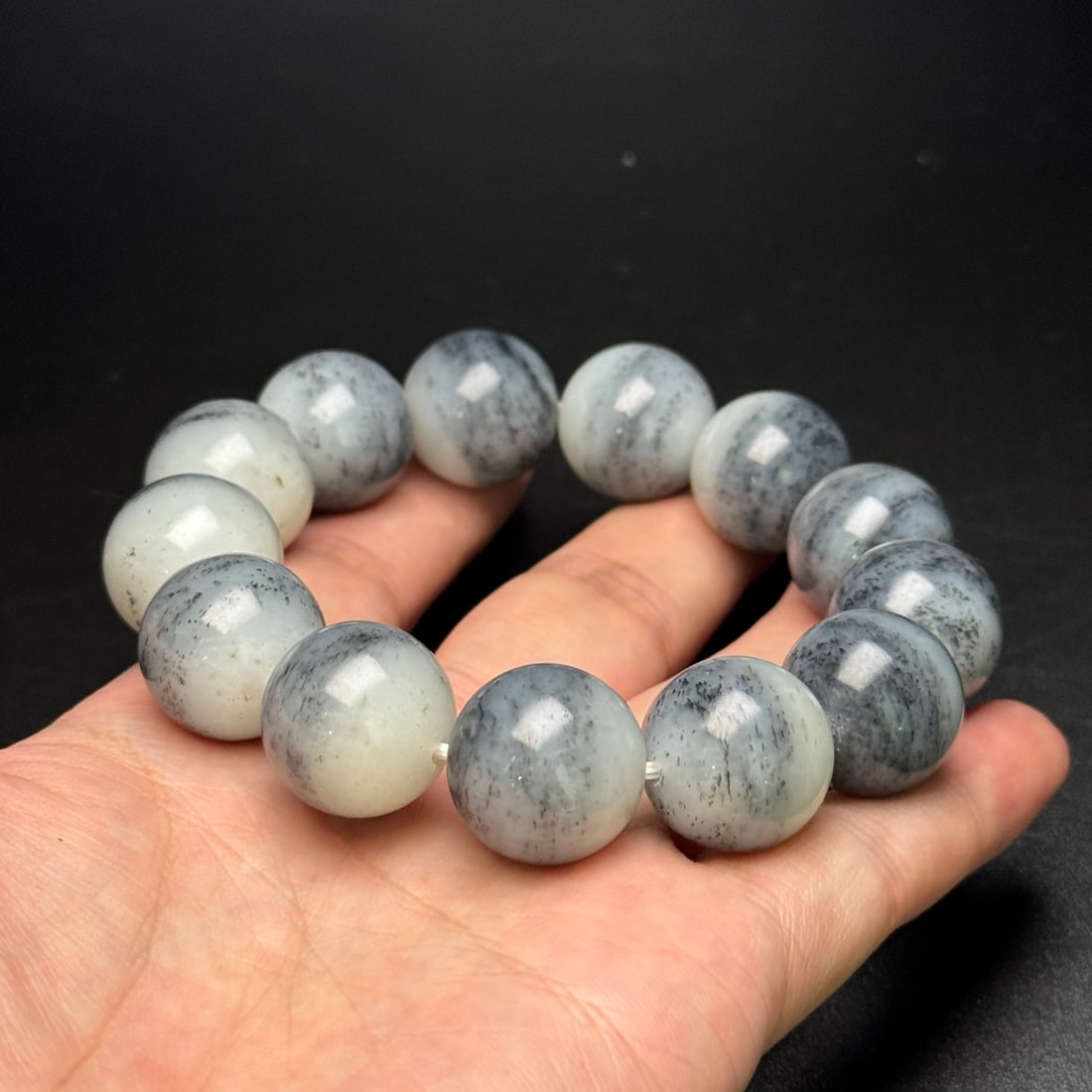18mm Hetian Jade Beads Bracelet Bangle - 8