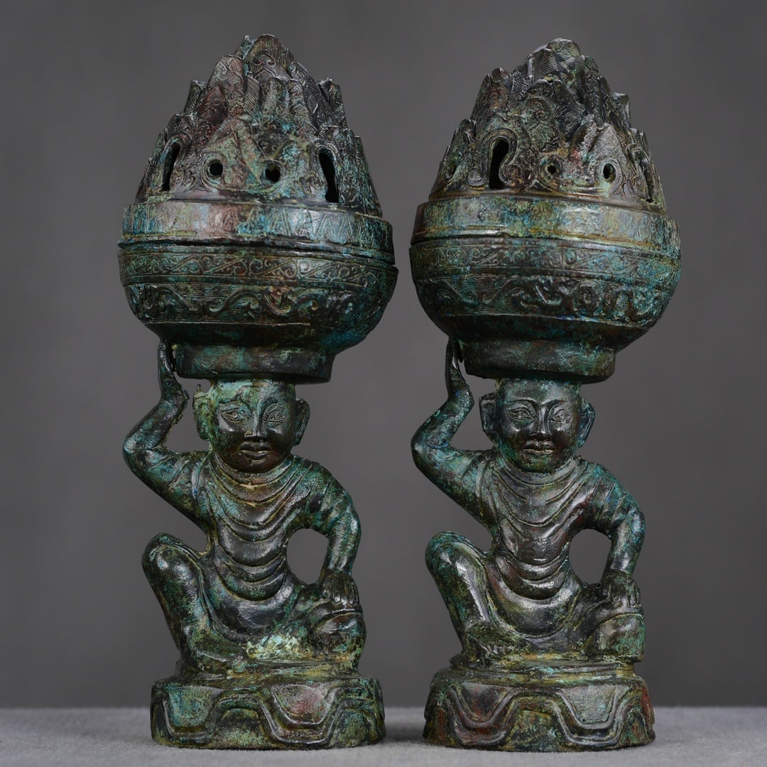 A Pair Bronze Figure Incense Burner (1 of 9)