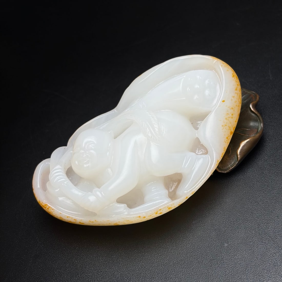 Hetian Jade Hand Carved Kid Statue - 3