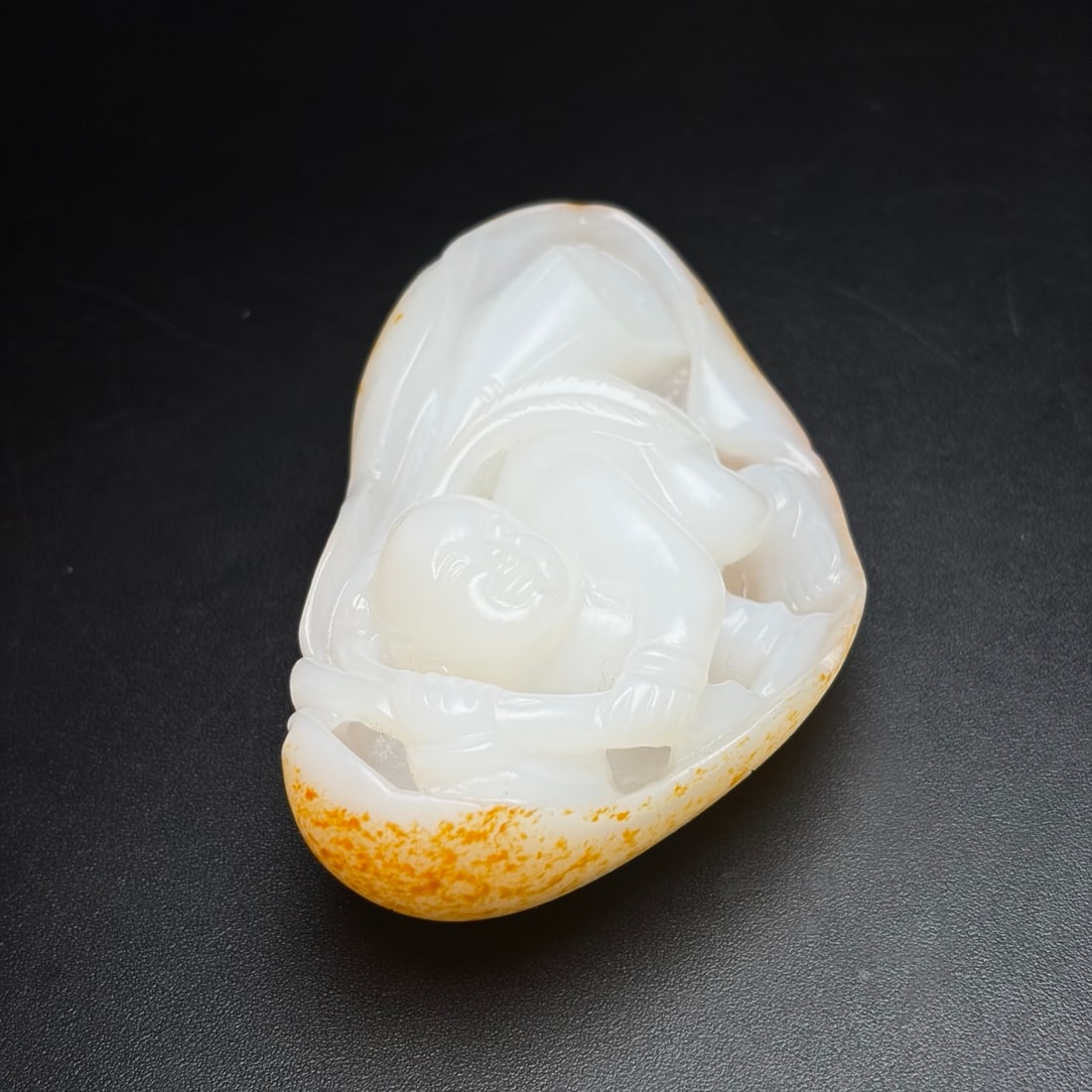 Hetian Jade Hand Carved Kid Statue - 5