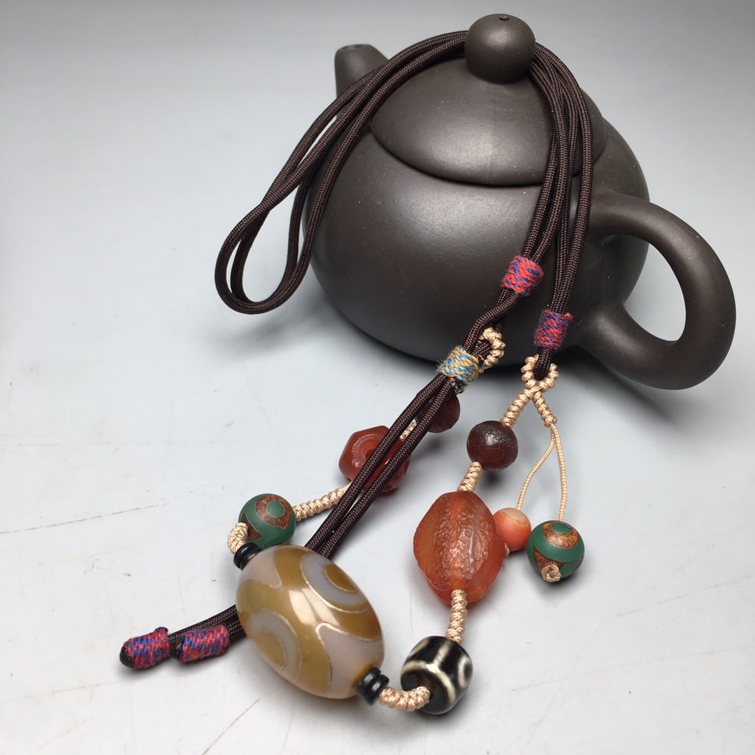 DZI Agate Inlay Silver Wire Hand-Woven Necklace - 2