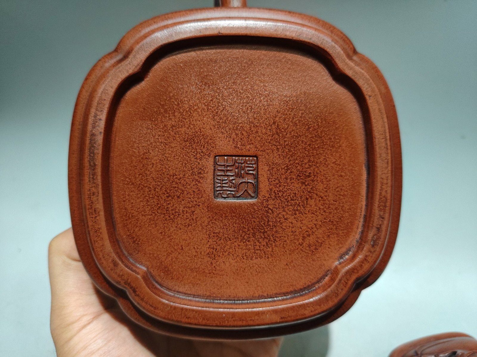 Yixing Zisha Clay Bamboo Teapot w Artist Signed - 9