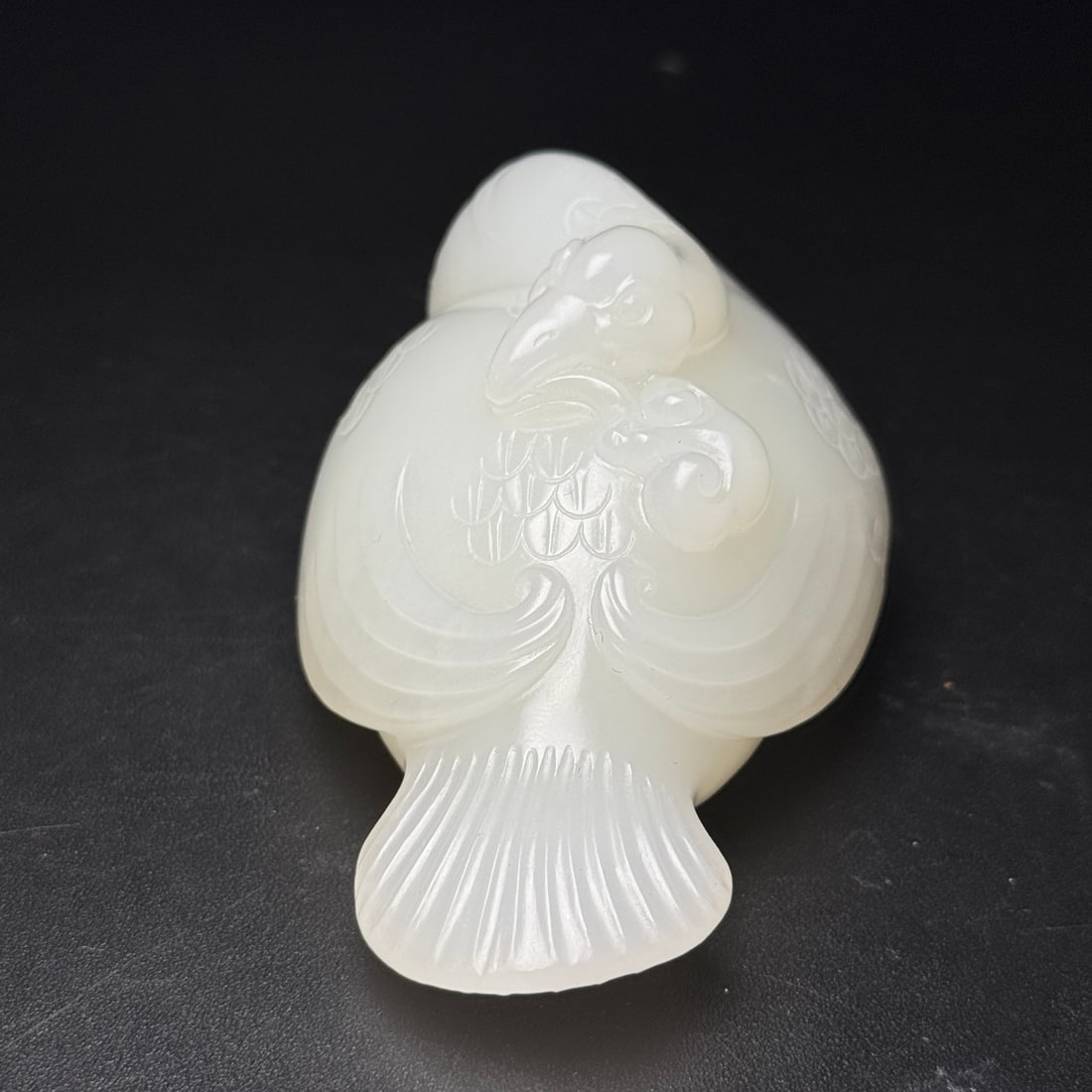 White Hetian Jade Hand Carved Goose Statue - 2