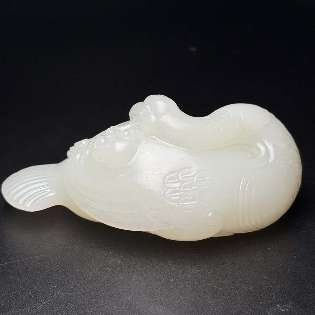 White Hetian Jade Hand Carved Goose Statue - 3