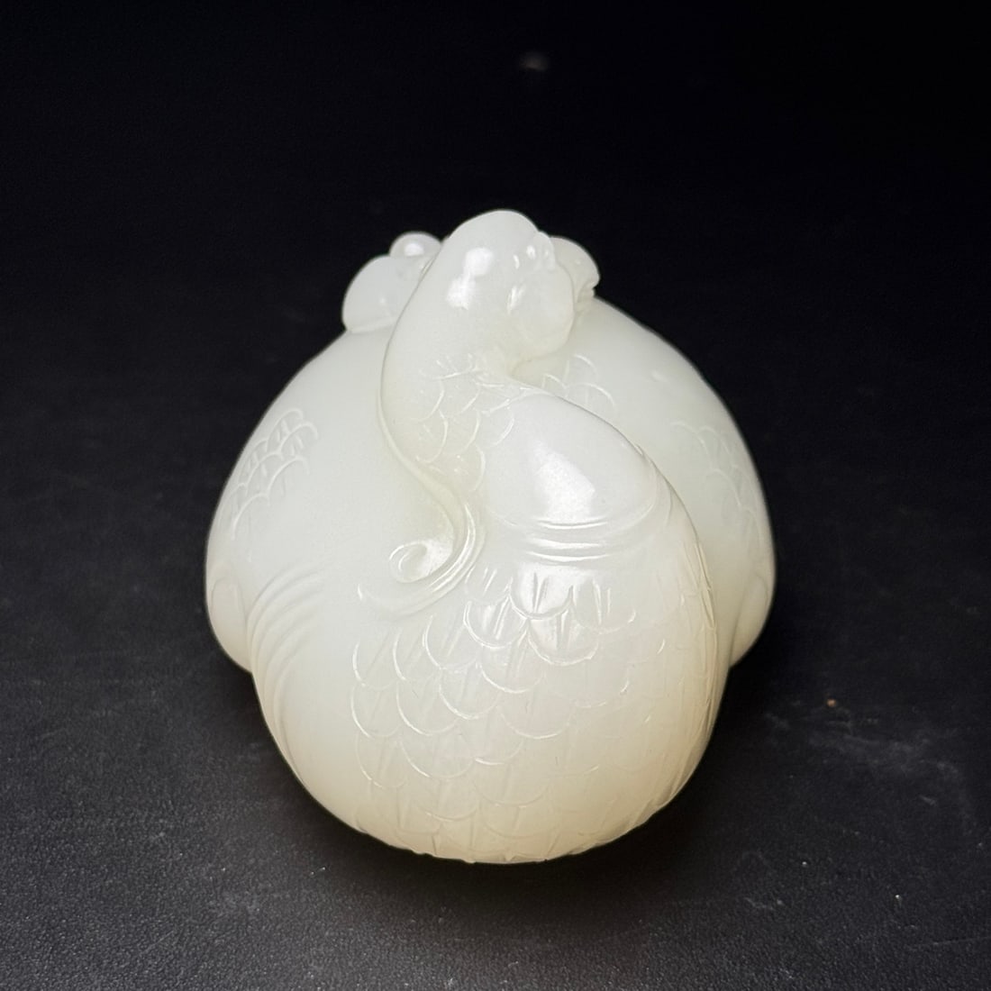 White Hetian Jade Hand Carved Goose Statue - 4