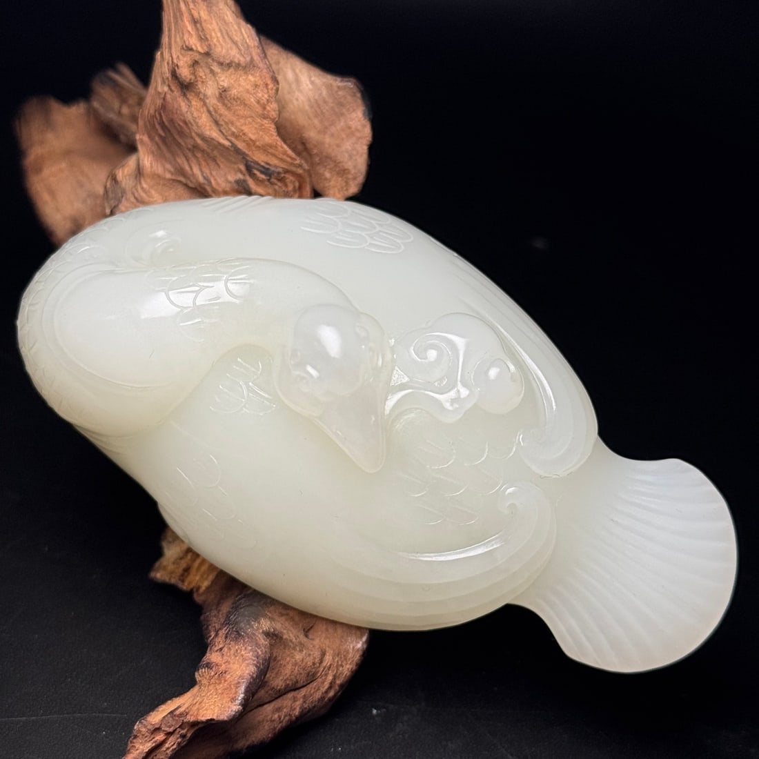 White Hetian Jade Hand Carved Goose Statue - 6