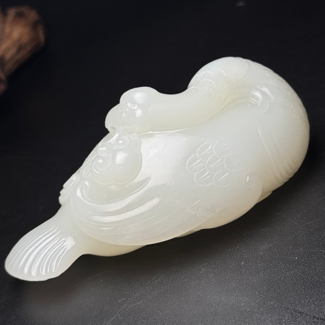 White Hetian Jade Hand Carved Goose Statue - 7