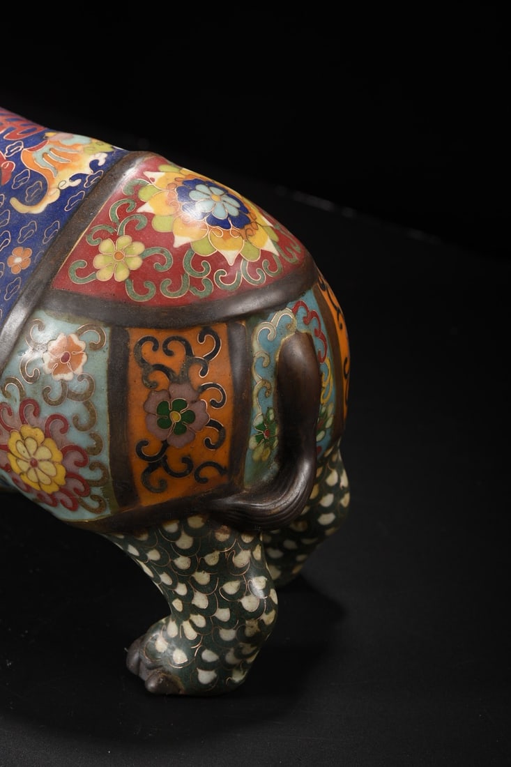 Vintage Bronze Cloisonne Statue - Rhinoceros - 4