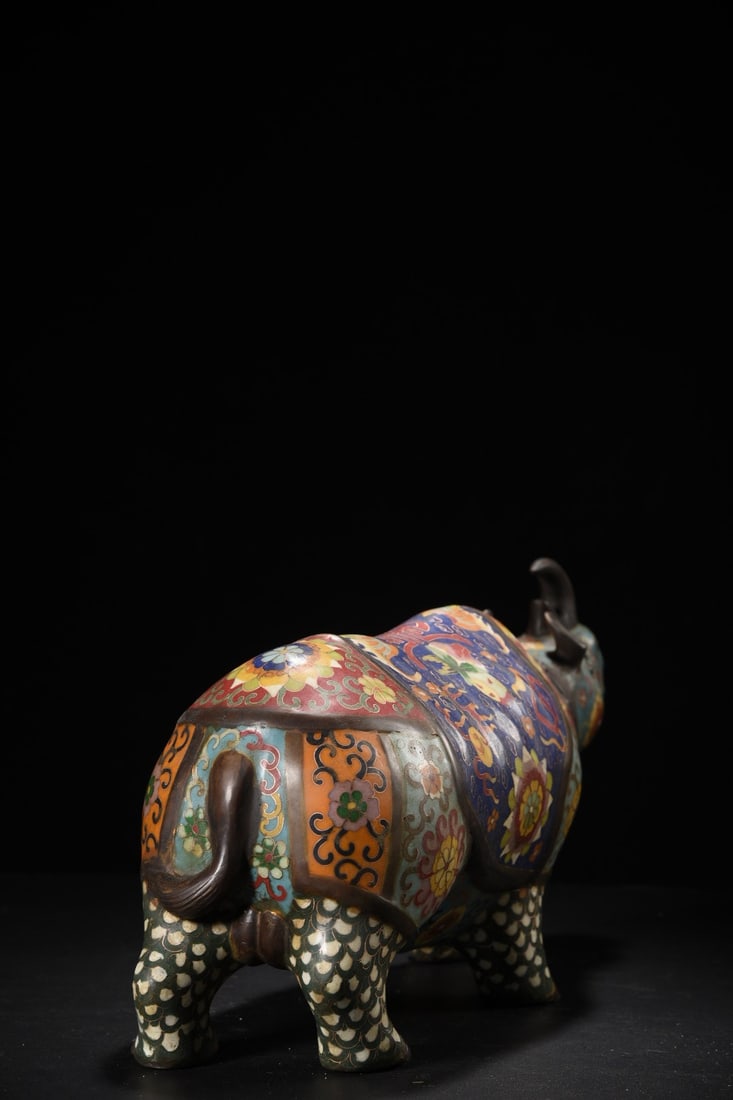 Vintage Bronze Cloisonne Statue - Rhinoceros - 7