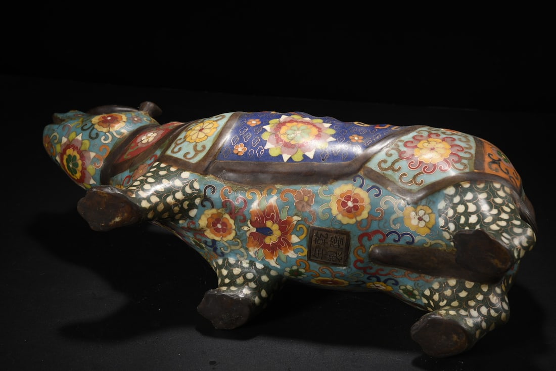Vintage Bronze Cloisonne Statue - Rhinoceros - 9