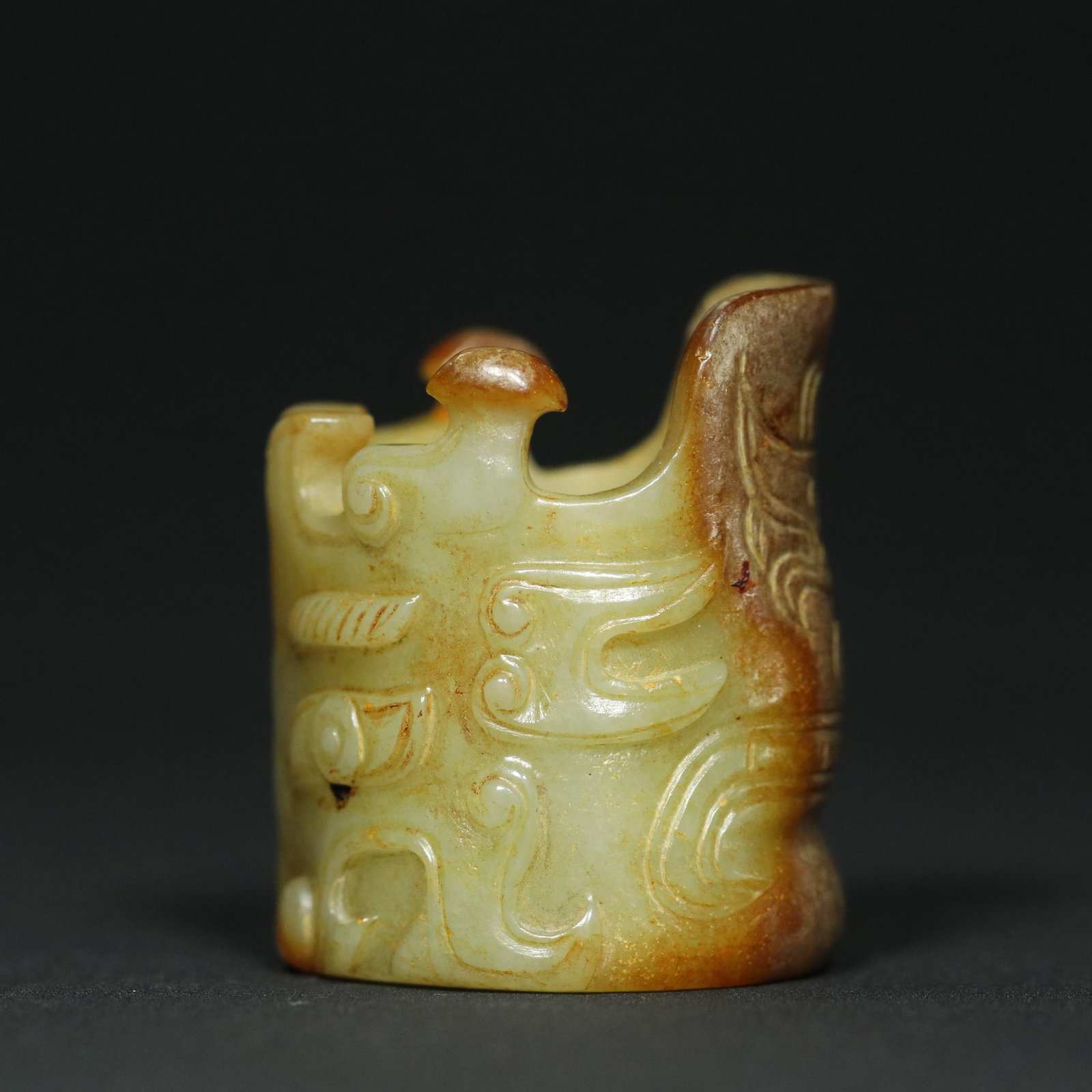 Inside Diameter 23mm Hetian Jade Dragon Thumb Ring - 2