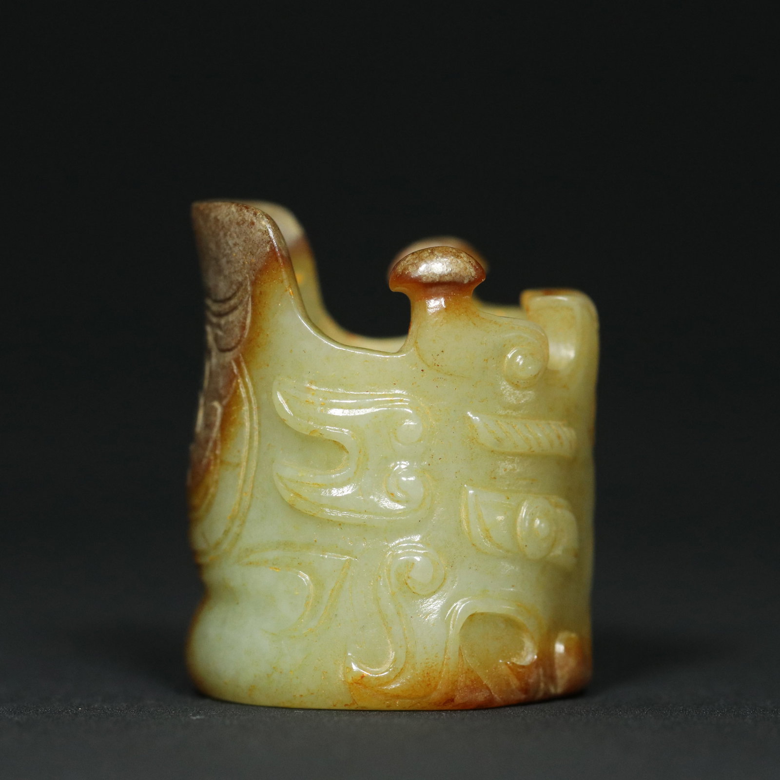 Inside Diameter 23mm Hetian Jade Dragon Thumb Ring - 4
