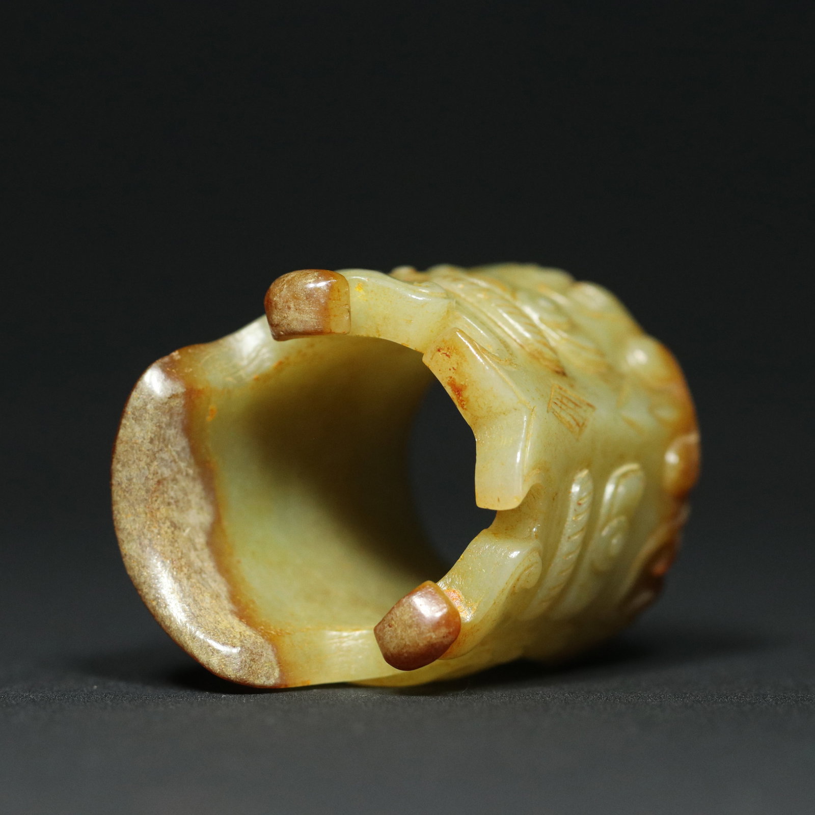 Inside Diameter 23mm Hetian Jade Dragon Thumb Ring - 5