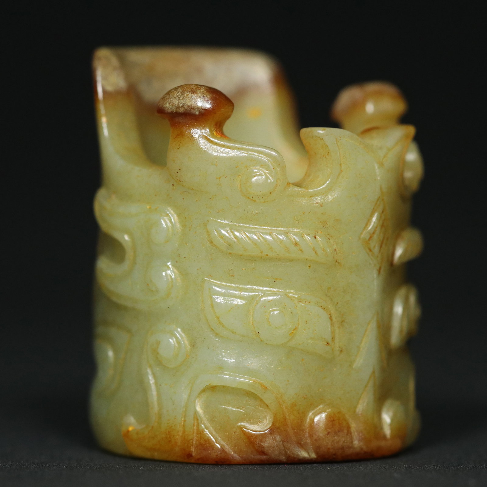 Inside Diameter 23mm Hetian Jade Dragon Thumb Ring - 7