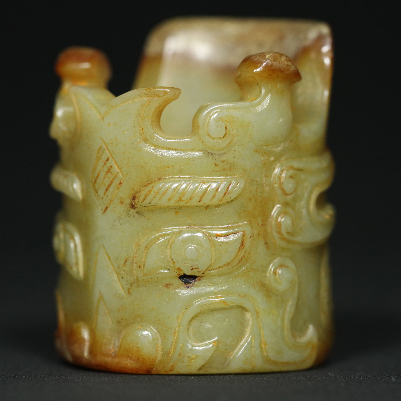 Inside Diameter 23mm Hetian Jade Dragon Thumb Ring - 8