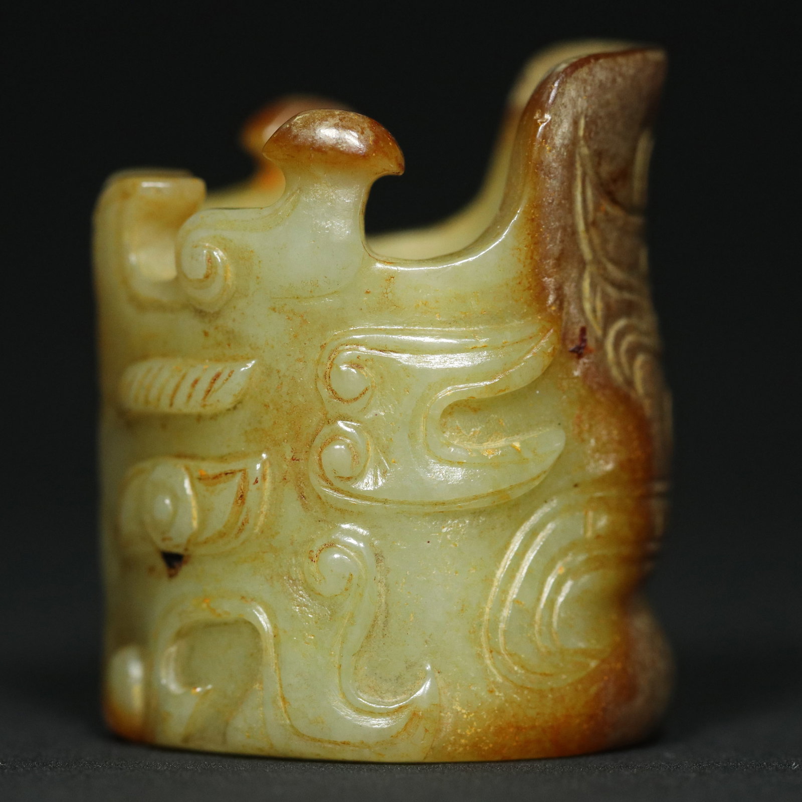Inside Diameter 23mm Hetian Jade Dragon Thumb Ring - 9