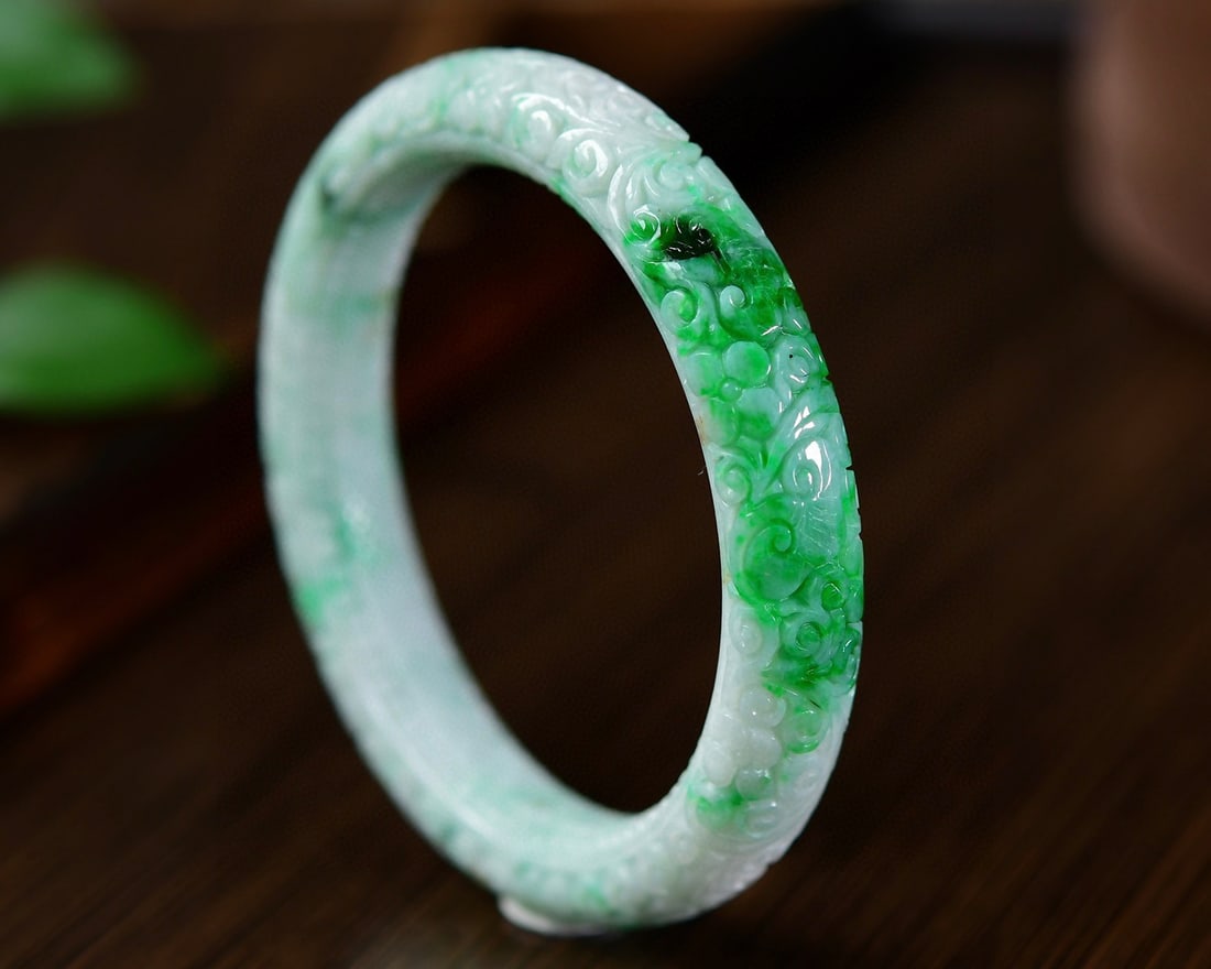Inside Diameter 57mm Green Jadeite Bracelet with Certificate (1 of 6)