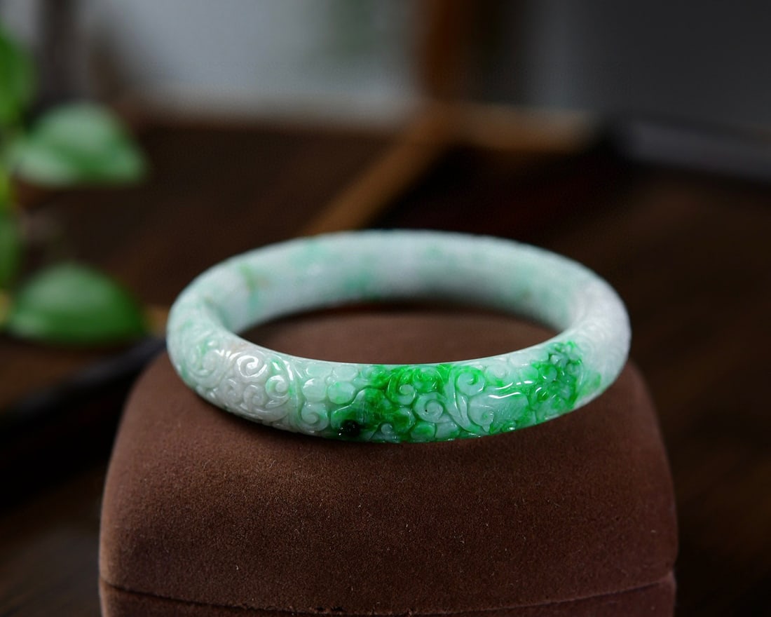 Inside Diameter 57mm Green Jadeite Bracelet with Certificate - 5