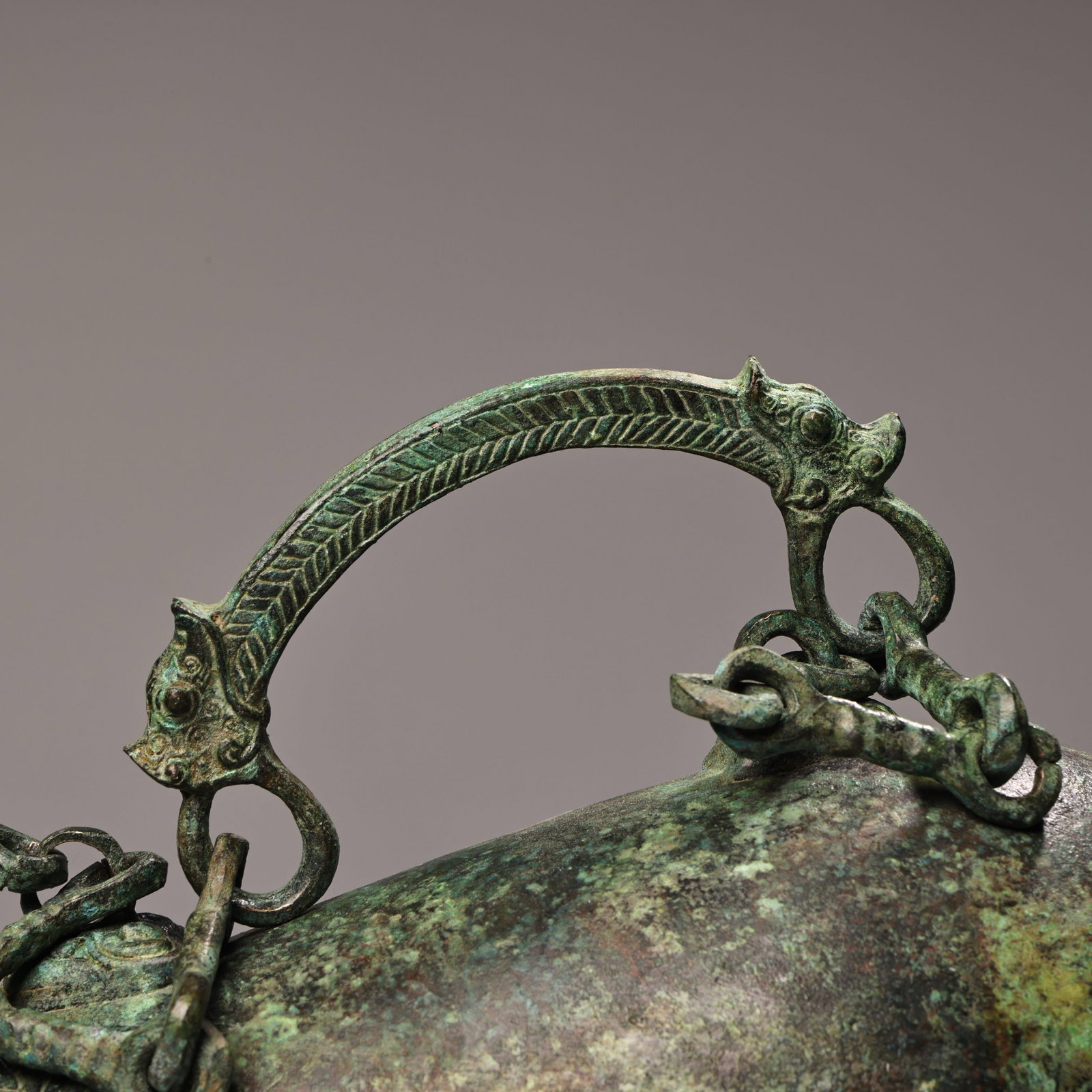 Old Bronze Handle Pot - 4
