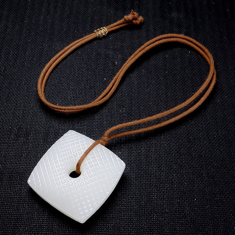 Natural White Hetian Jade Lucky Pendant with Certificate - 7