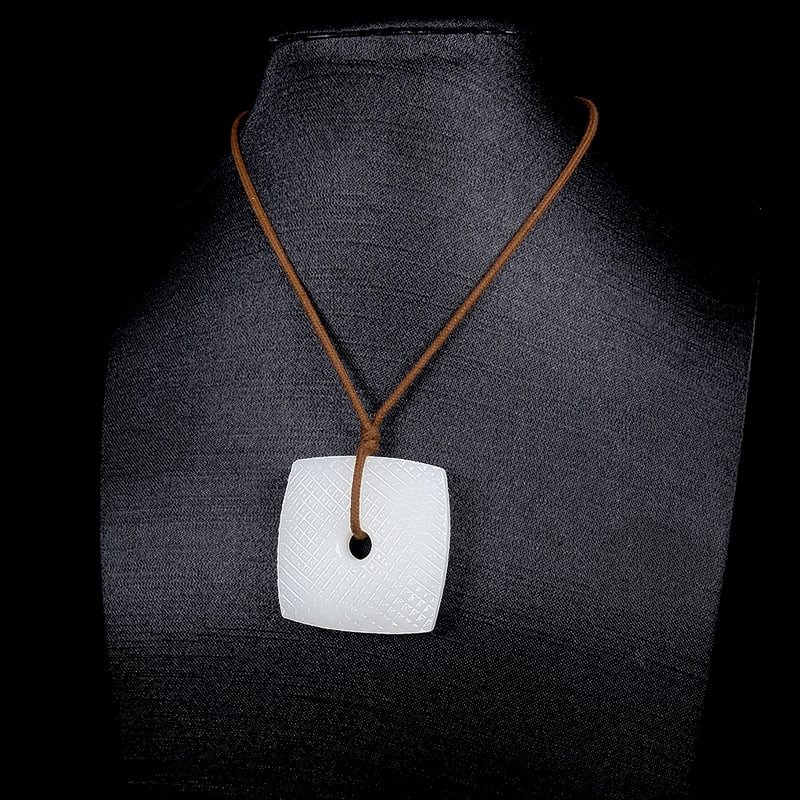 Natural White Hetian Jade Lucky Pendant with Certificate - 8