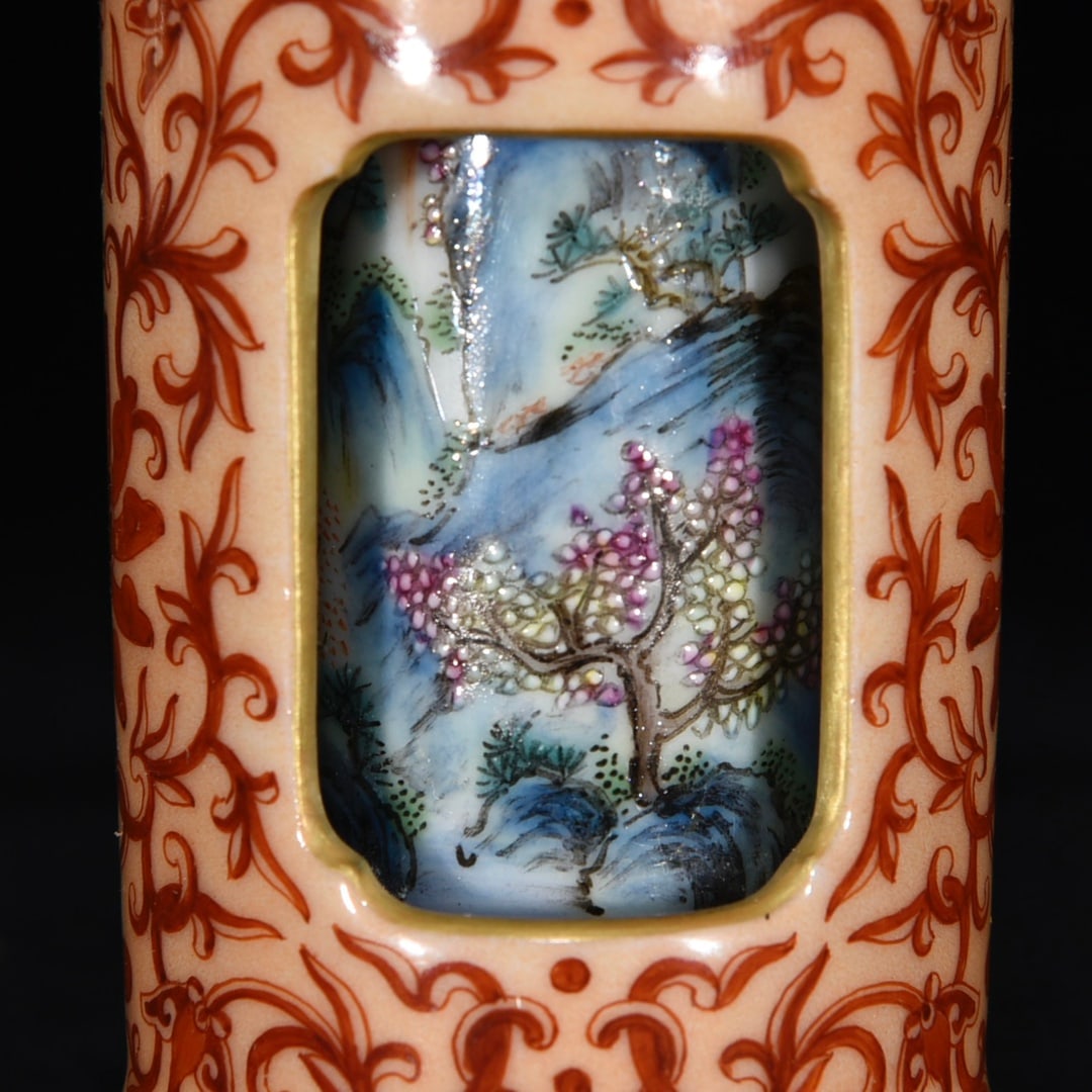 Gilt Gold Famille Rose Turn Heart Porcelain Snuff Bottle - 7
