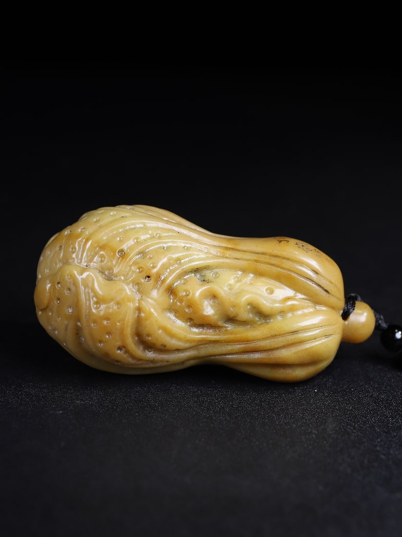 Shoushan Soapstone Hand Carved Fortune Cabbage Pendant - 5