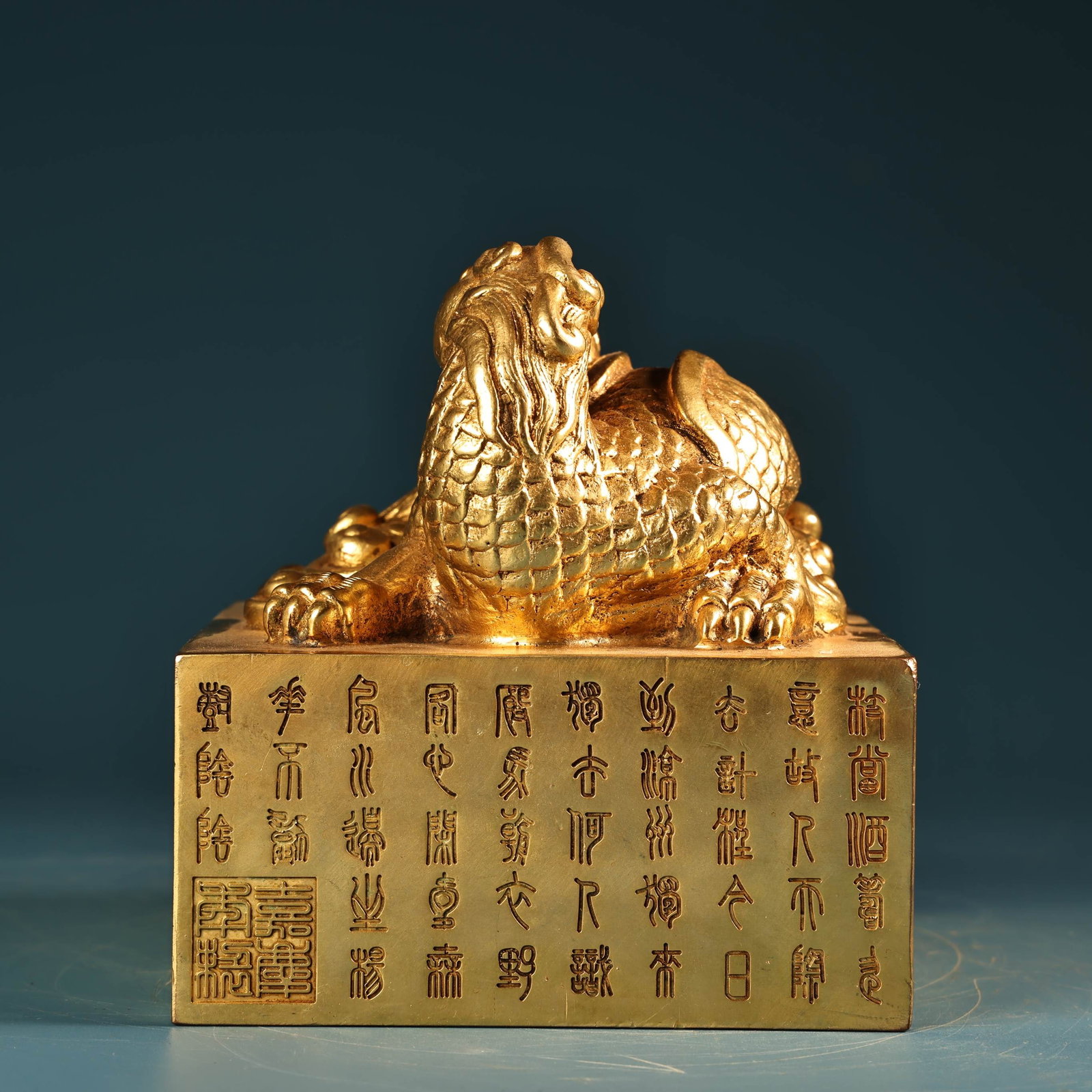Old Gilt Gold Bronze Beast Seal - 3