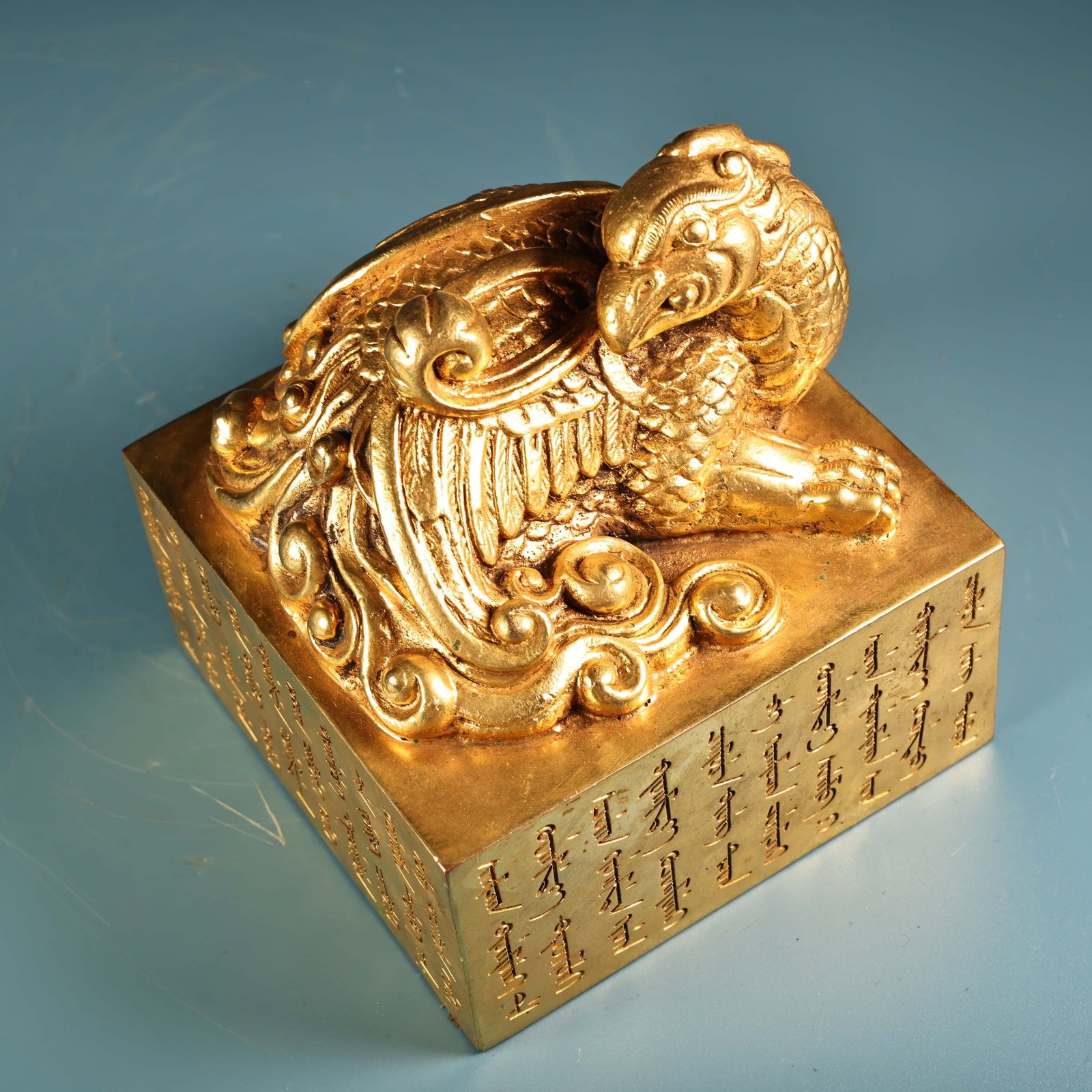 Old Gilt Gold Bronze Beast Seal - 6