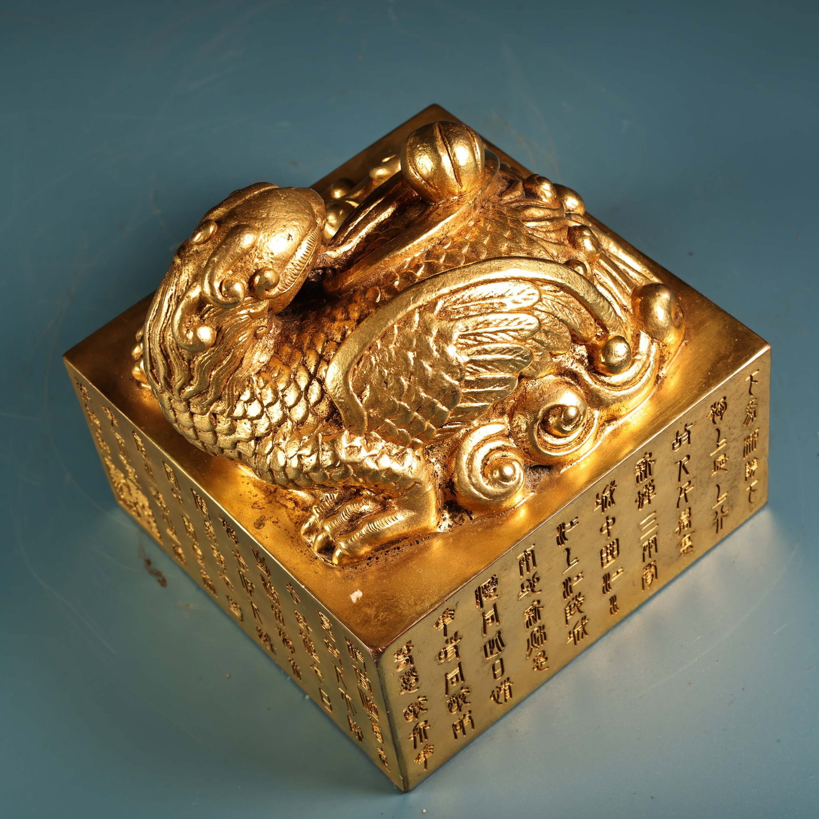 Old Gilt Gold Bronze Beast Seal - 8