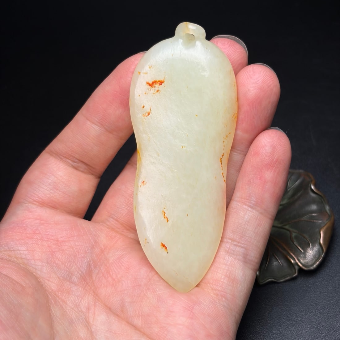 Hetian Jade Leaf Pendant - 9
