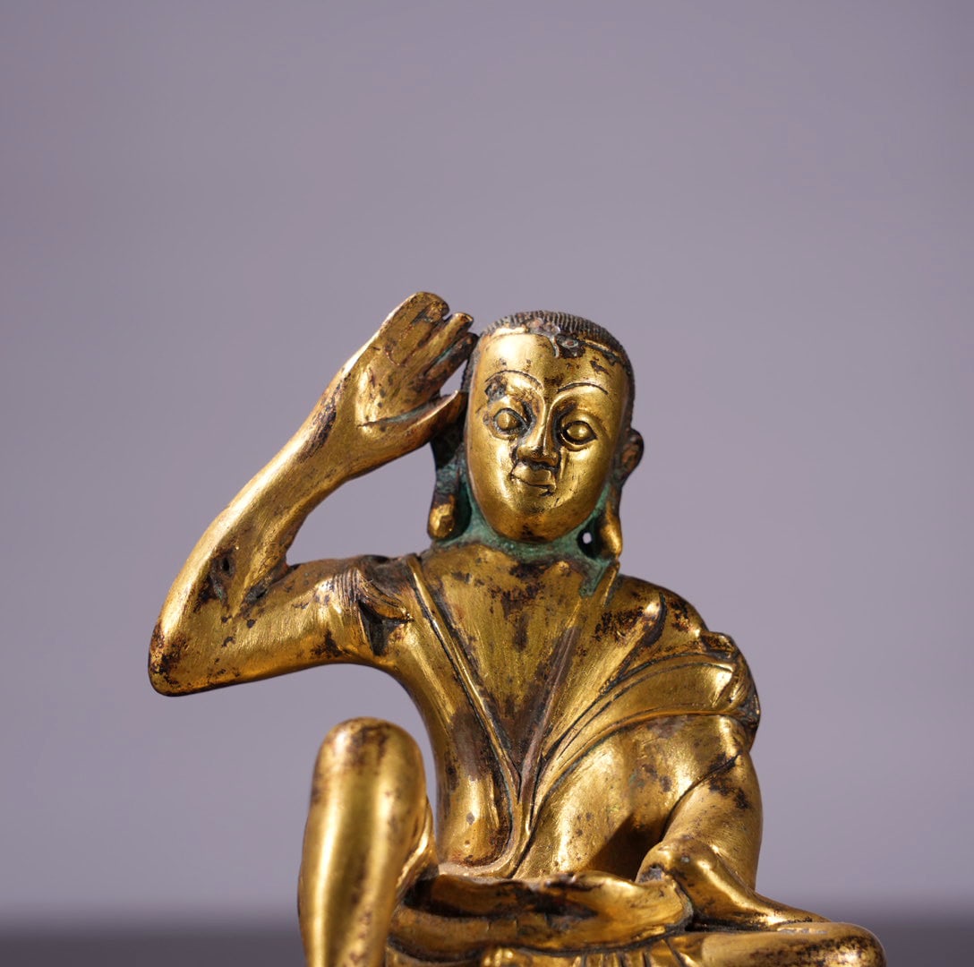 Old Gilt Gold Bronze Buddha Statue - 2