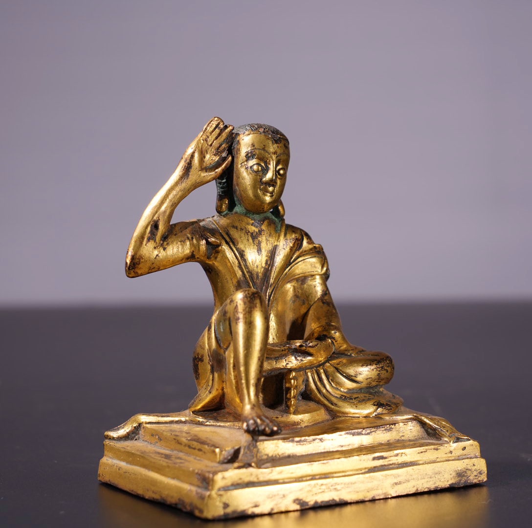 Old Gilt Gold Bronze Buddha Statue - 3