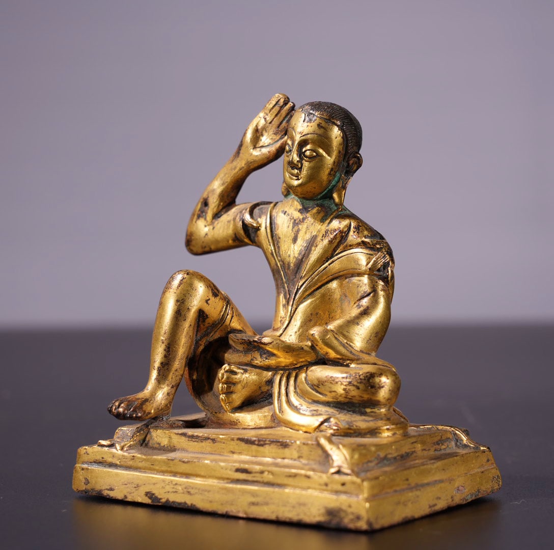 Old Gilt Gold Bronze Buddha Statue - 4