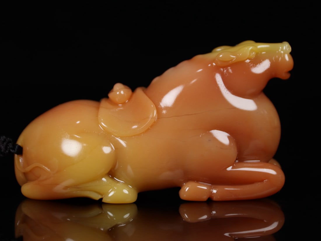 Shoushan Soapstone Hand Carved Horse Pendant Statue - 5
