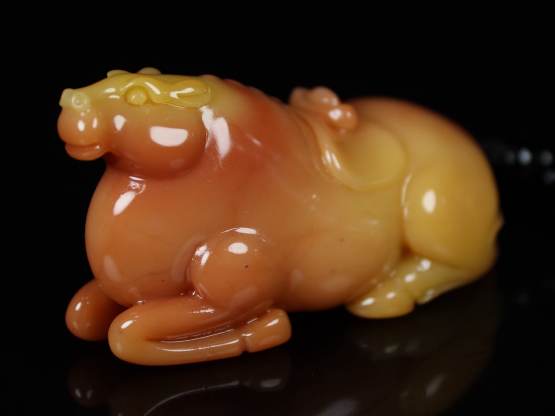 Shoushan Soapstone Hand Carved Horse Pendant Statue - 9