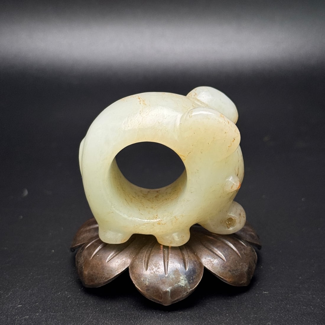 Inside Diameter 23mm Hetian Jade Elephant Thumb Ring - 2
