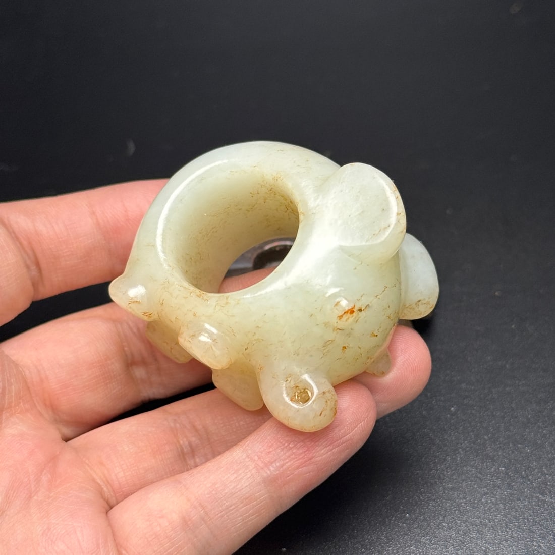 Inside Diameter 23mm Hetian Jade Elephant Thumb Ring - 8
