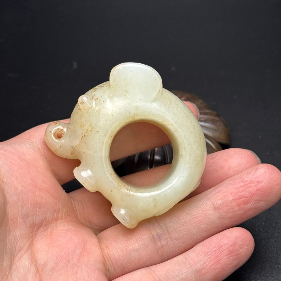 Inside Diameter 23mm Hetian Jade Elephant Thumb Ring - 9