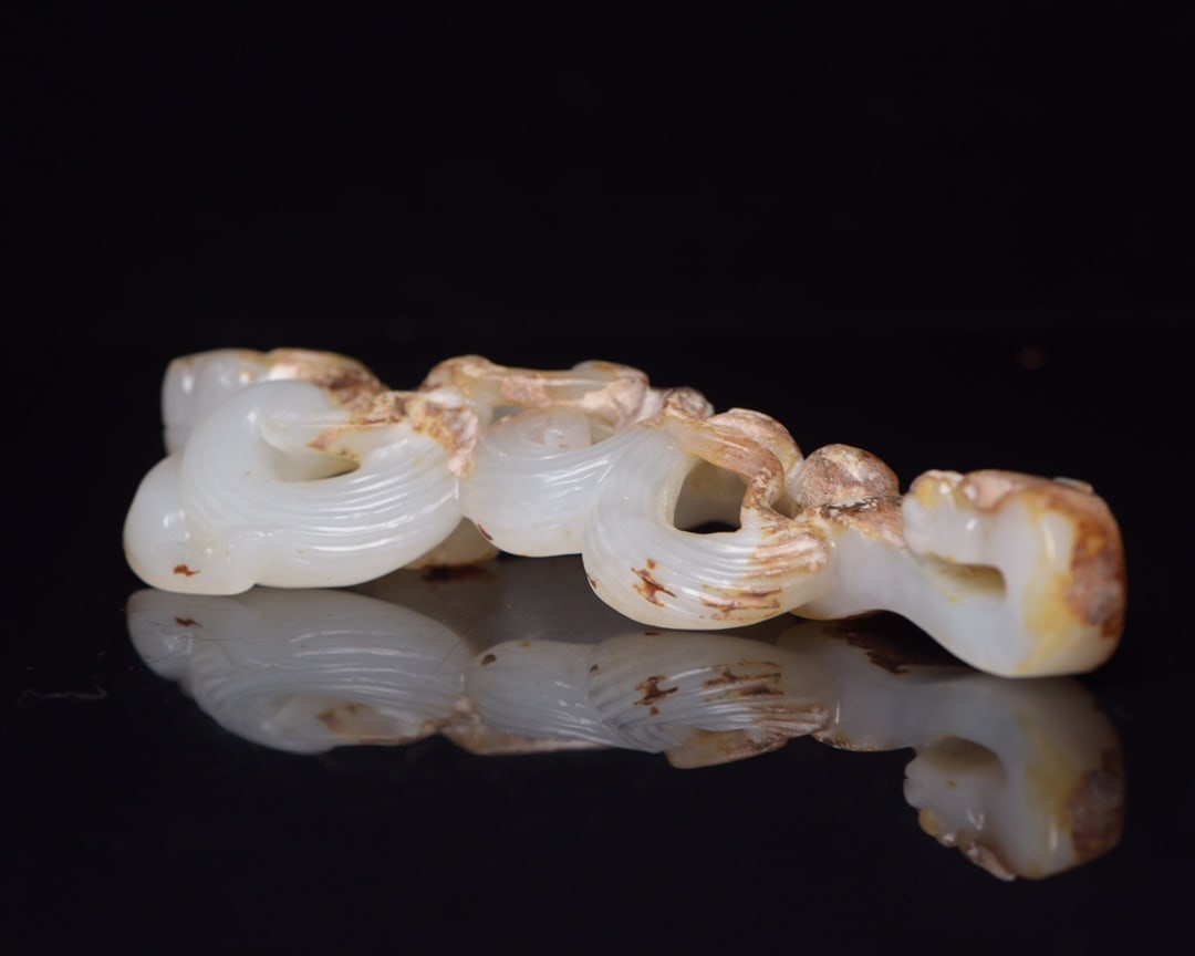 Vintage Hetian Jade Hand Carved Dragon Phoenix Statue - 3