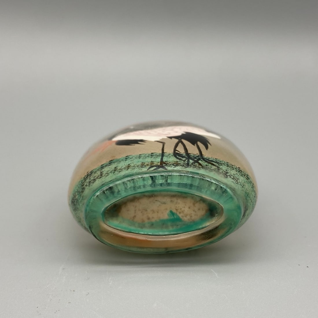 Old Peking Glass Inside Painting Crane Snuff Bottle - 9